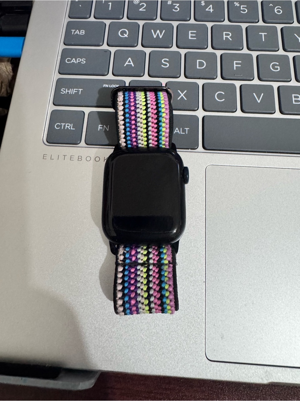 Apple Black Smartwatch with Multicolor Braided Nylon Band